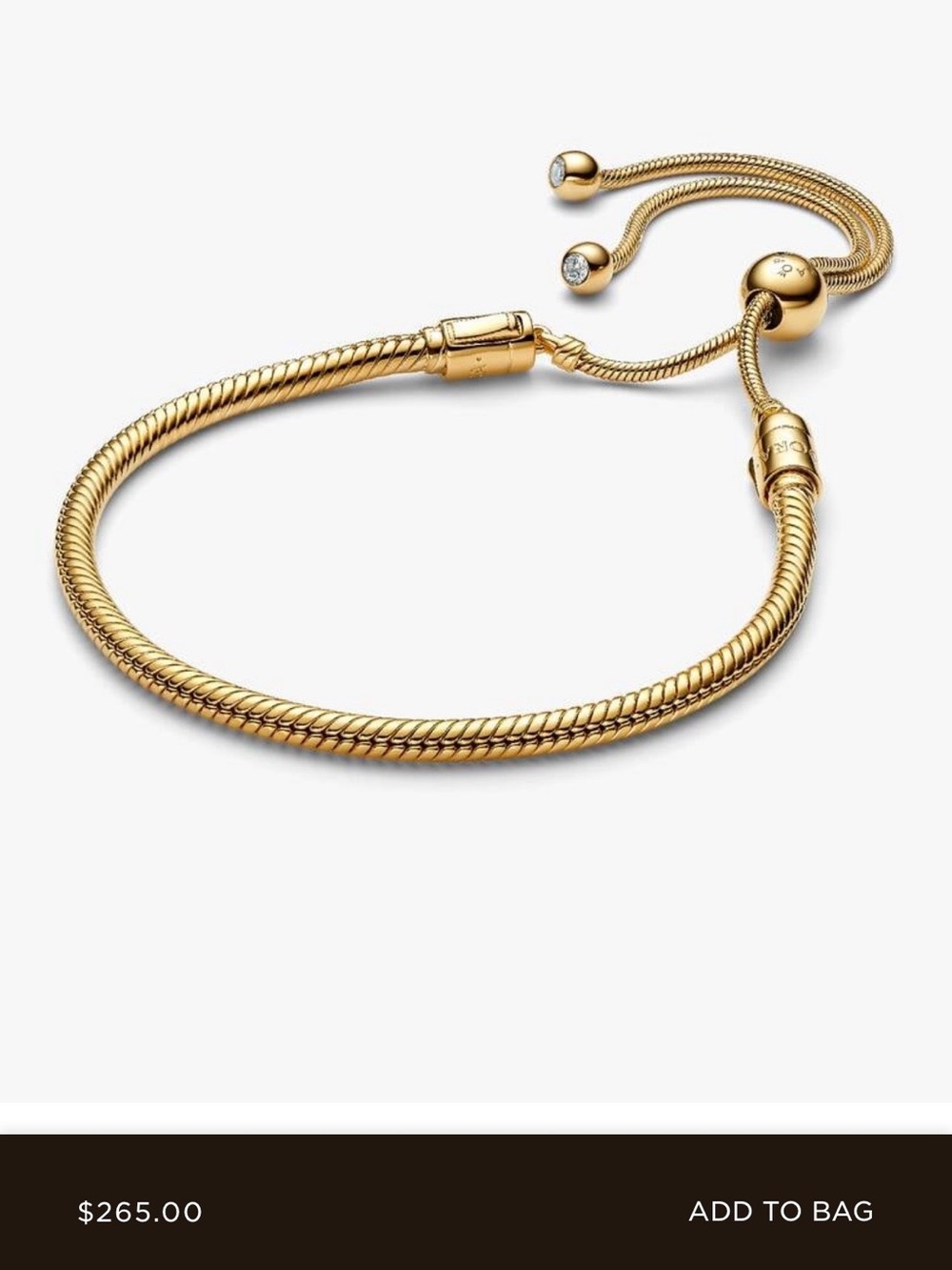 Pandora Gold-Tone Adjustable Snake Chain Bracelet
